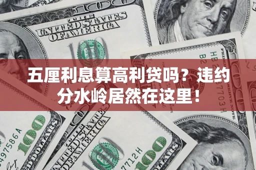 武汉五厘利息算高利贷吗？违约分水岭居然在这里！